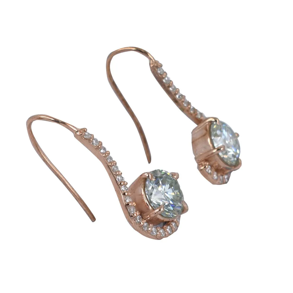 Beautiful Off White Diamond Dangler Earrings with Accents. 3.90 Ct Great Shine & Luster WATCH VIDEO