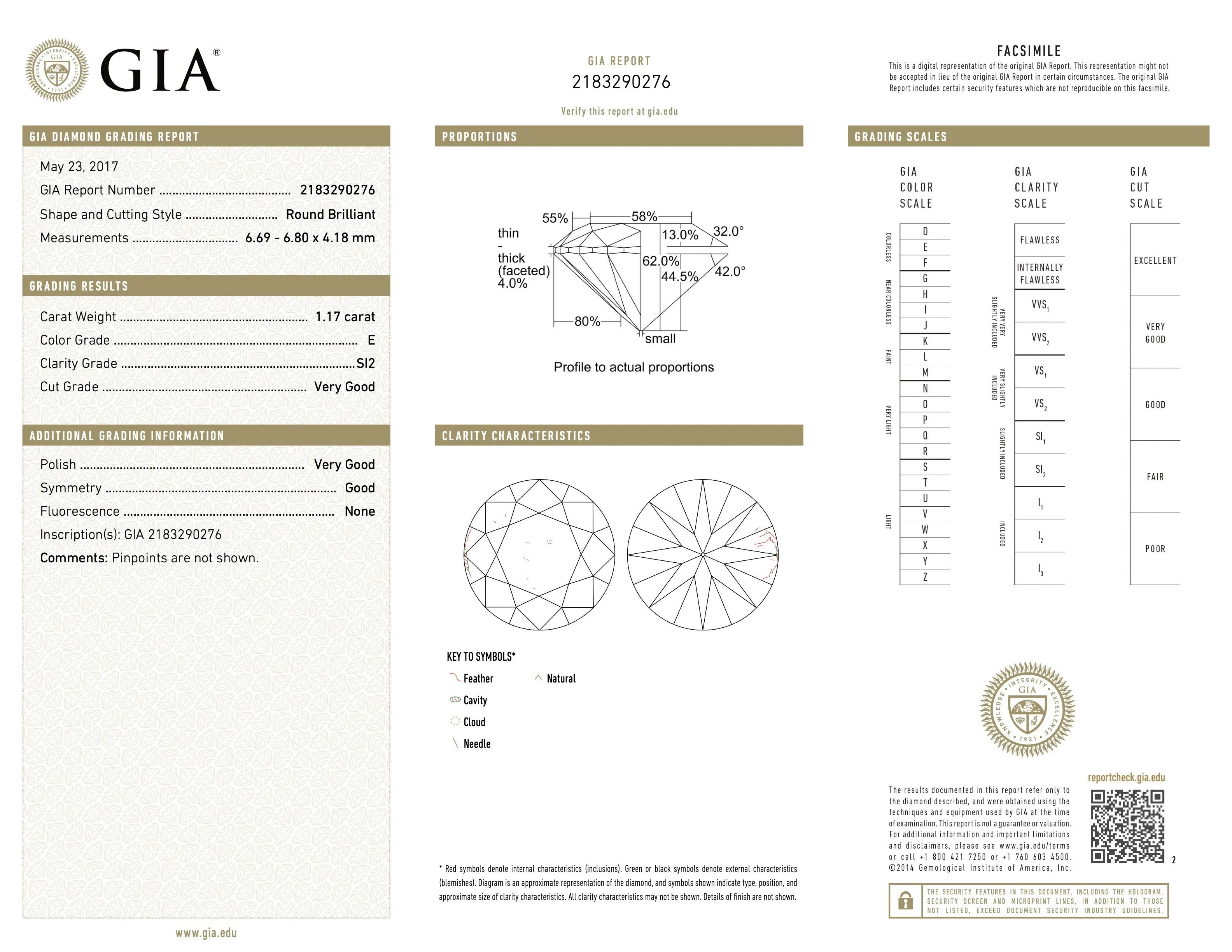 Beladora Diamond Stud Earrings, 2.24 total carats, E/SI-2, in Platinum