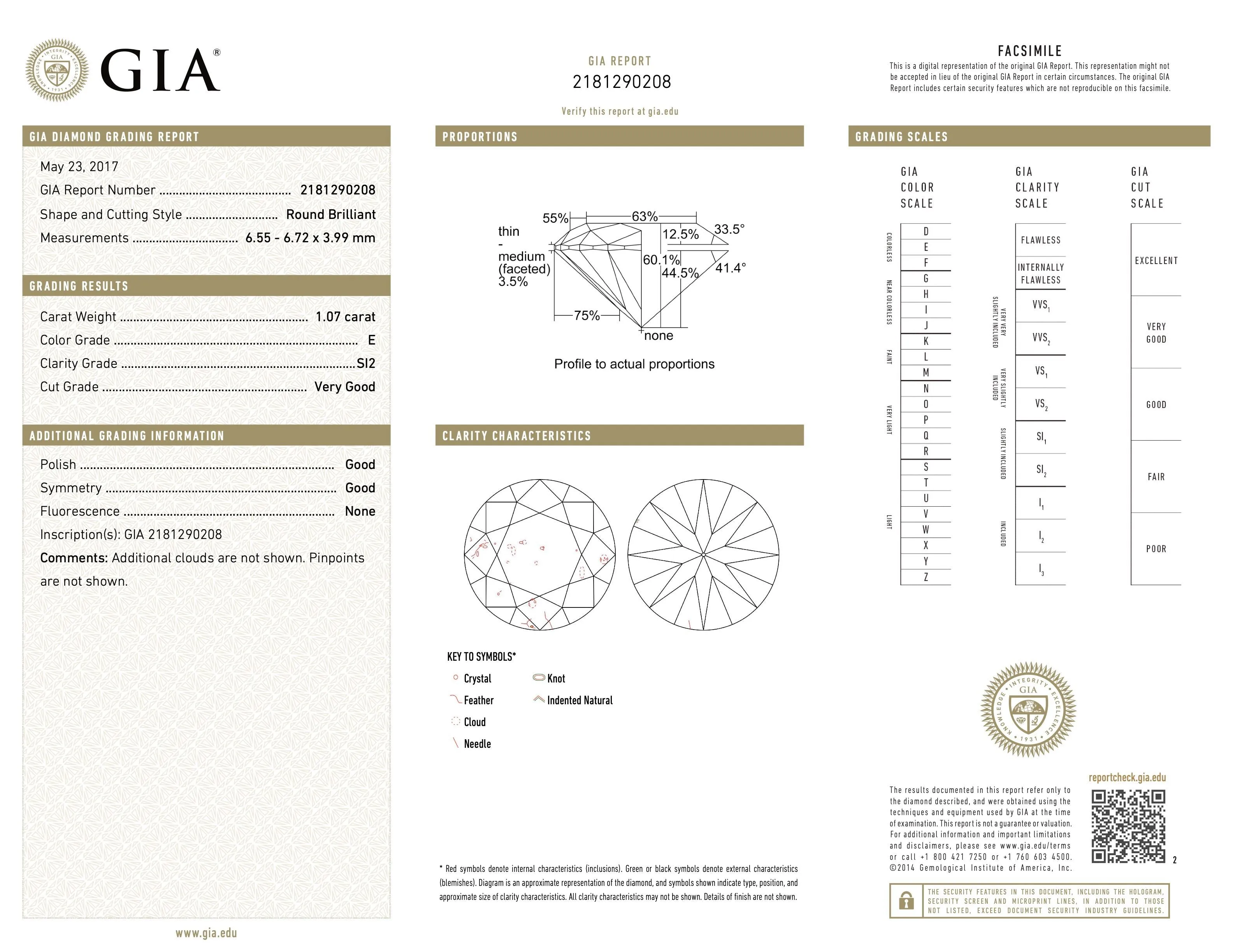 Beladora Diamond Stud Earrings, 2.24 total carats, E/SI-2, in Platinum