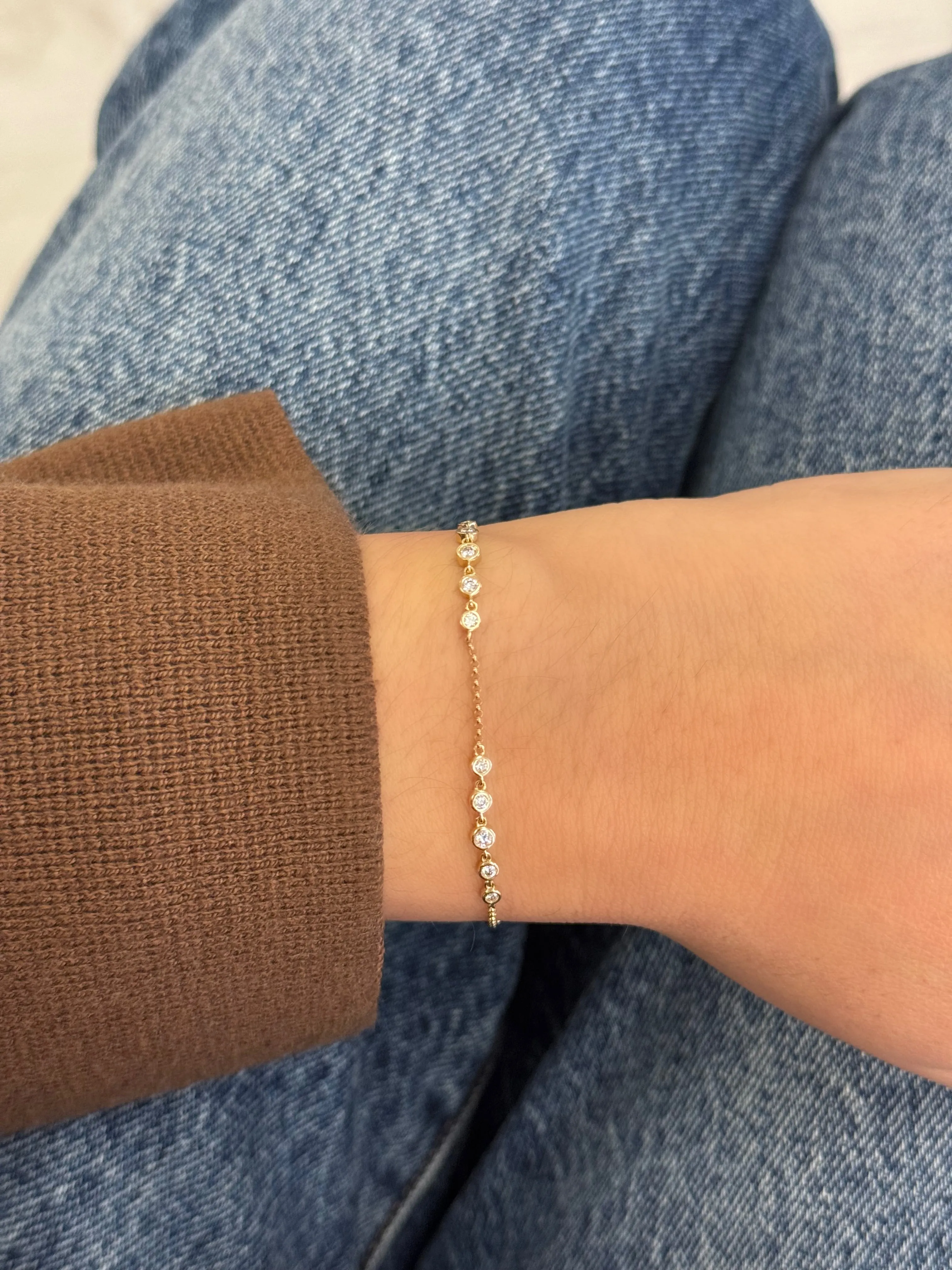 Bezel Diamond Stations Chain Bracelet