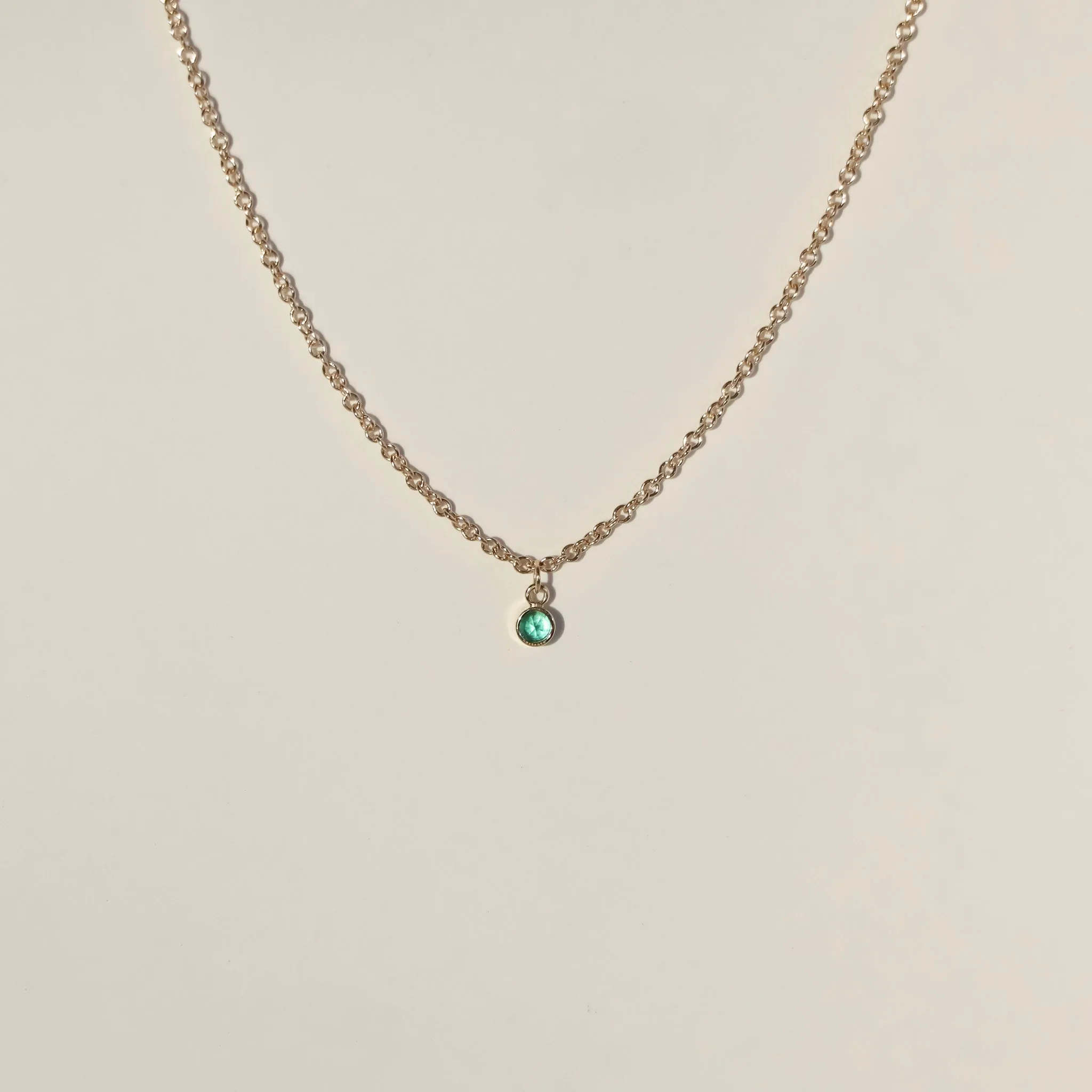 Bezel Emerald Necklace