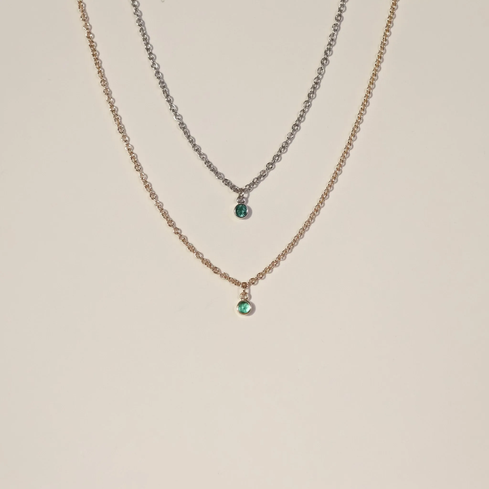 Bezel Emerald Necklace