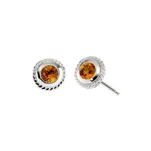 Bezel Rope Edge Earrings - Petite Size in Citrine