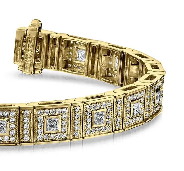 Bezel Set Princess Lab-Grown Diamond Bracelet with 5.45 ct.(finished) 1.4mm, 2.5mm