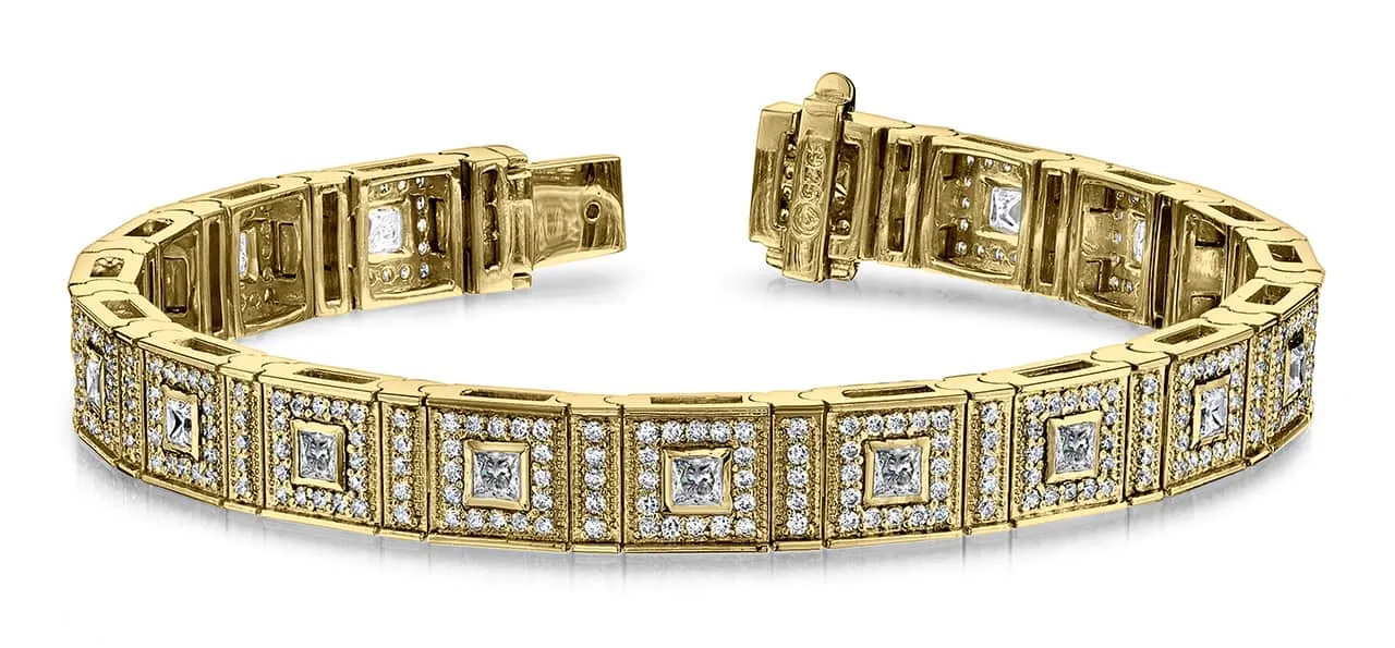Bezel Set Princess Lab-Grown Diamond Bracelet with 5.45 ct.(finished) 1.4mm, 2.5mm