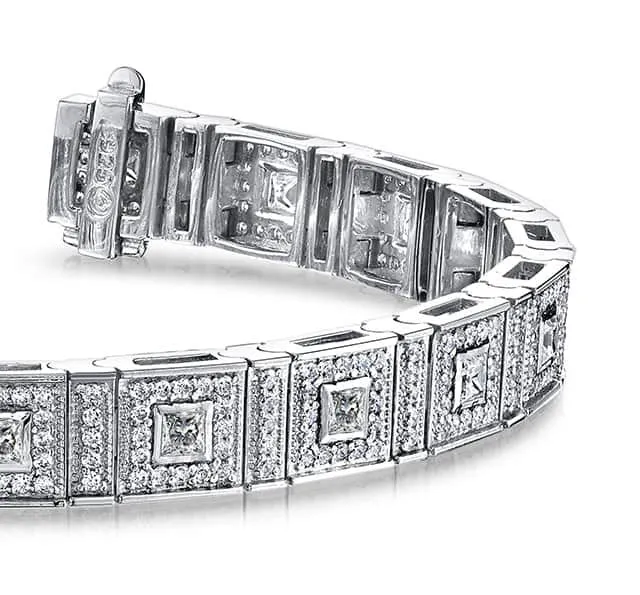 Bezel Set Princess Lab-Grown Diamond Bracelet with 5.45 ct.(finished) 1.4mm, 2.5mm