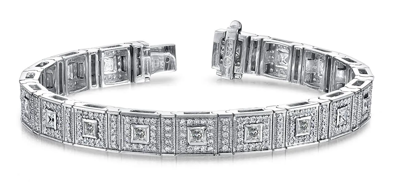 Bezel Set Princess Lab-Grown Diamond Bracelet with 5.45 ct.(finished) 1.4mm, 2.5mm