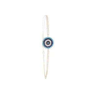 Big Eye Blue Center Gold Bracelet