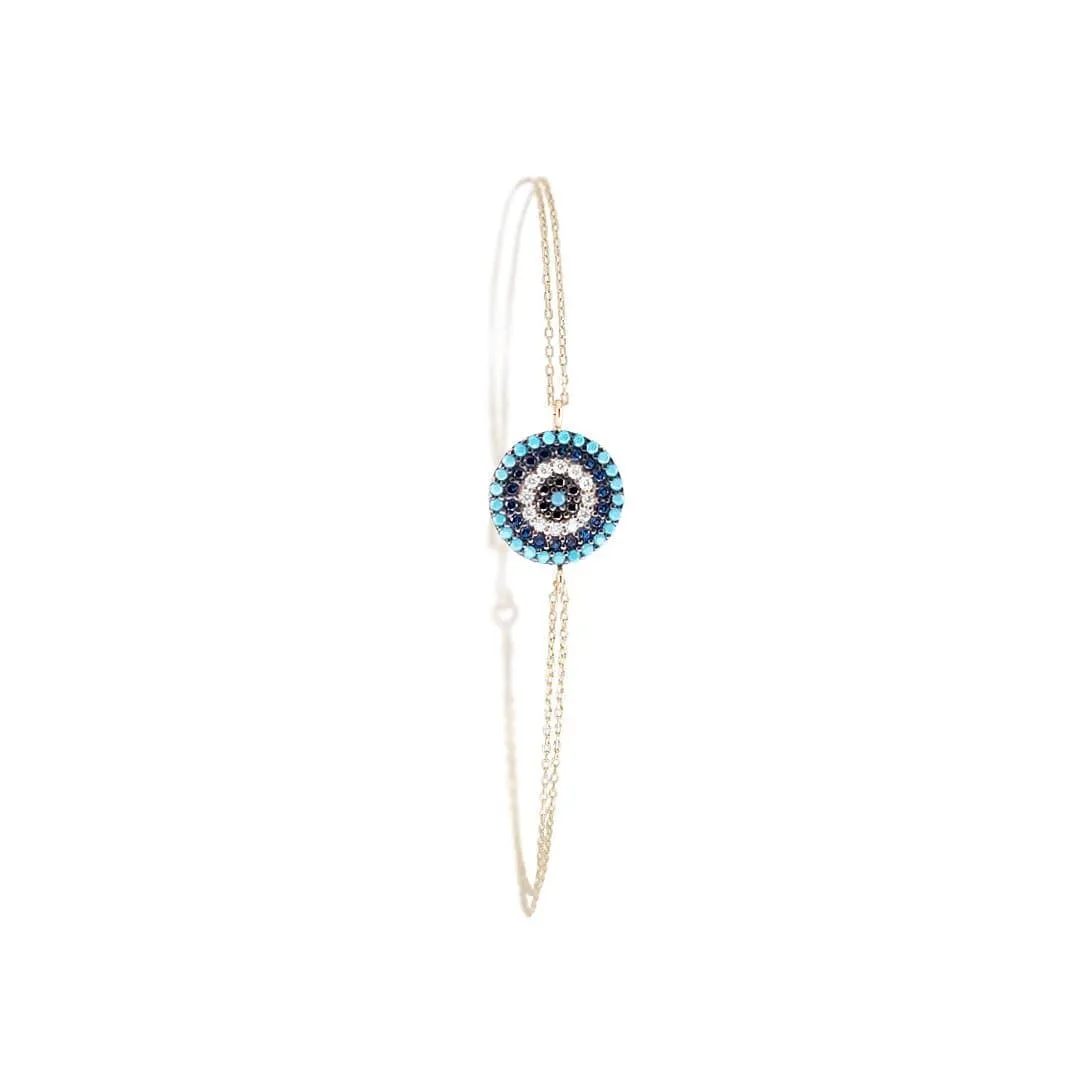 Big Eye Blue Center Gold Bracelet
