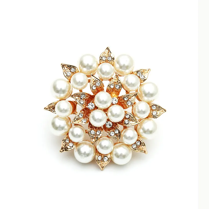 Big White Pearl Flower Ring Women Engagement Jewelry