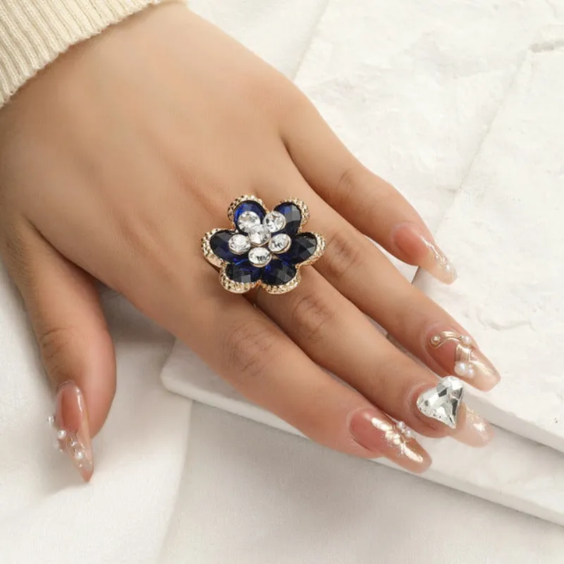 Big White Pearl Flower Ring Women Engagement Jewelry