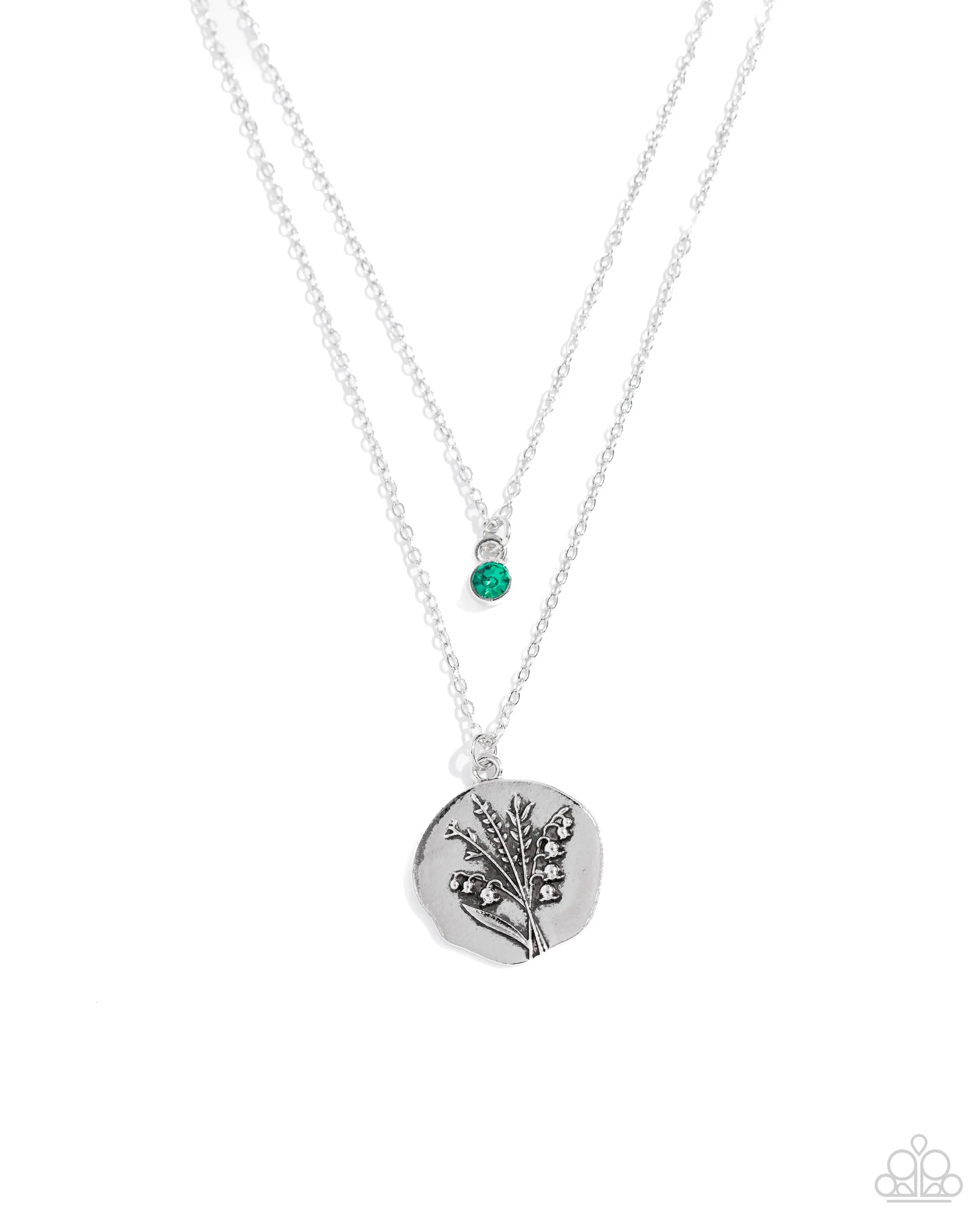 Birthstone Beauty - Green - Rhinestone May Flower Pendant Tiered Paparazzi Short Necklace