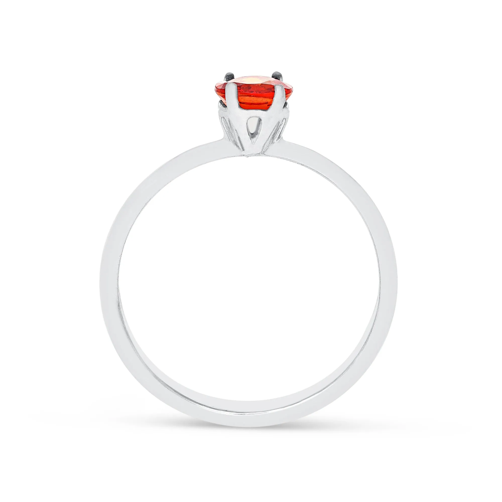 Birthstone Oval Cut Orange and Red Sapphire Solitaire Ring