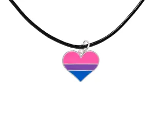 Black Cord Heart Bisexual LGBTQ Necklaces ()