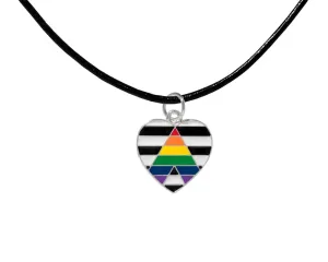 Black Cord Straight Ally LGBTQ Pride Heart Necklaces ()