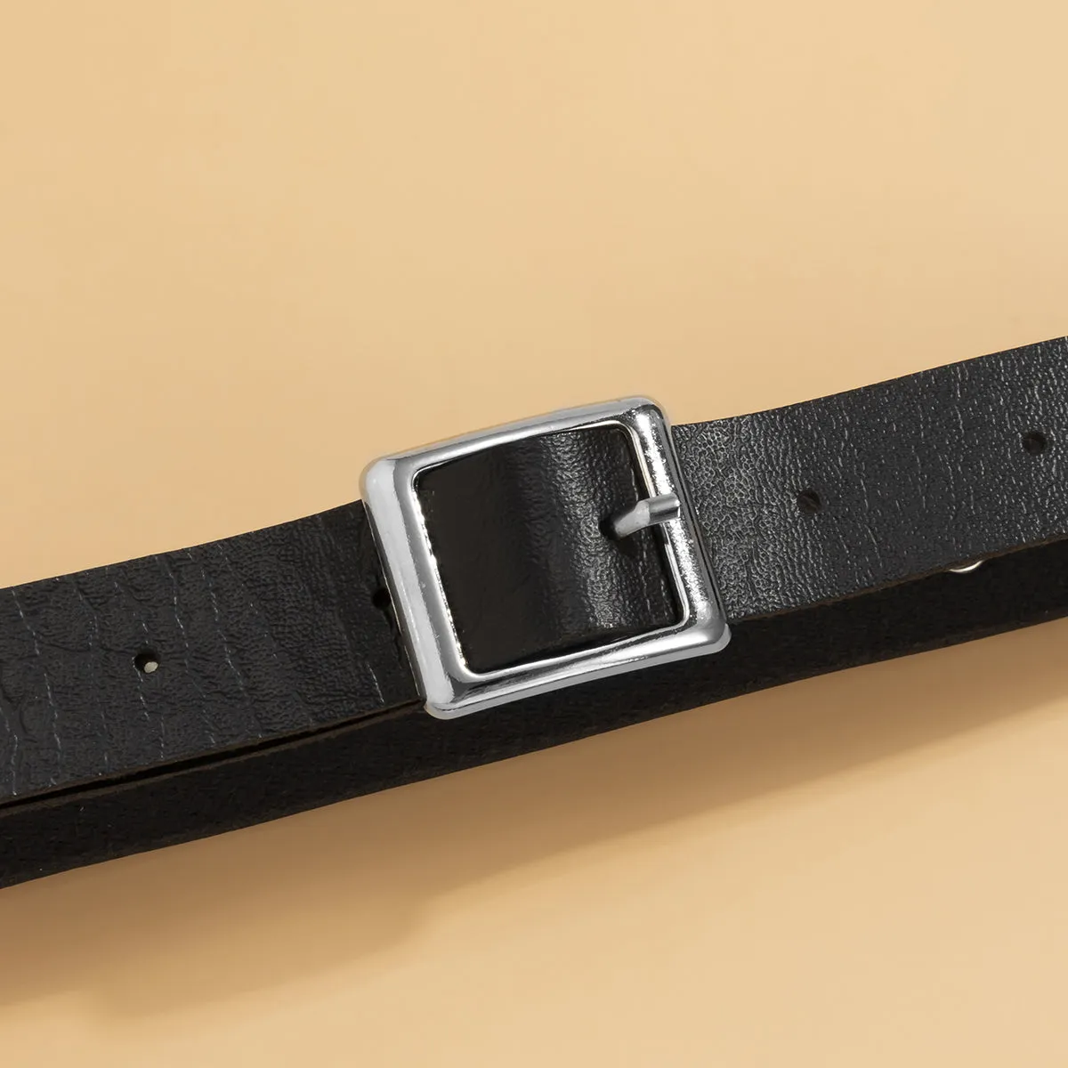 Black Polystyrene & Silver-Plated Heart Station Choker Necklace