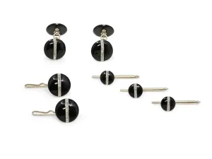 Black Starr & Frost Art Deco Onyx and Diamond Dress Set in Platinum