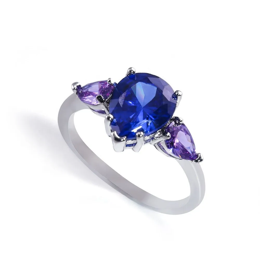 Blue Diamond Ring | Blue Diamond Engagement Rings | Sapphire Blue Diamond Ring | Pear Shape Ring | Pear Engagement Ring | Teardrop Ring