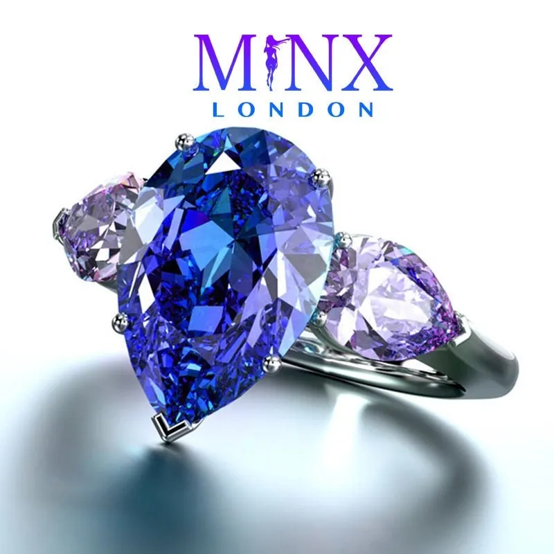 Blue Diamond Ring | Blue Diamond Engagement Rings | Sapphire Blue Diamond Ring | Pear Shape Ring | Pear Engagement Ring | Teardrop Ring
