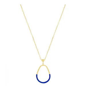 Blue Enamel Pear-Shaped Drop Necklace