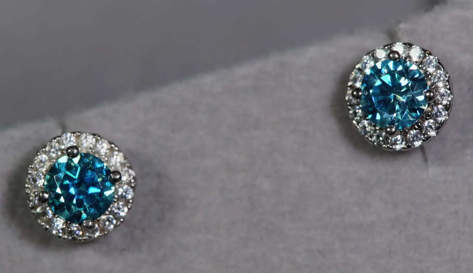 Blue Moissanite Diamond Ear Studs | Moissanite Ear Studs | Aquamarine Blue Moissanite Earrings