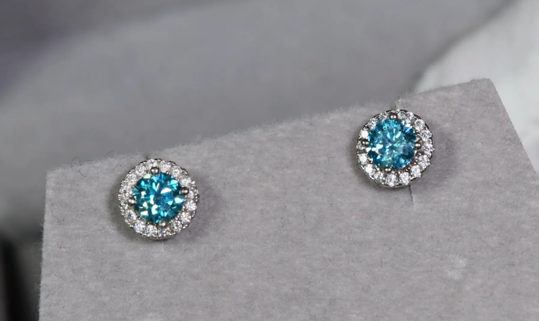 Blue Moissanite Diamond Ear Studs | Moissanite Ear Studs | Aquamarine Blue Moissanite Earrings