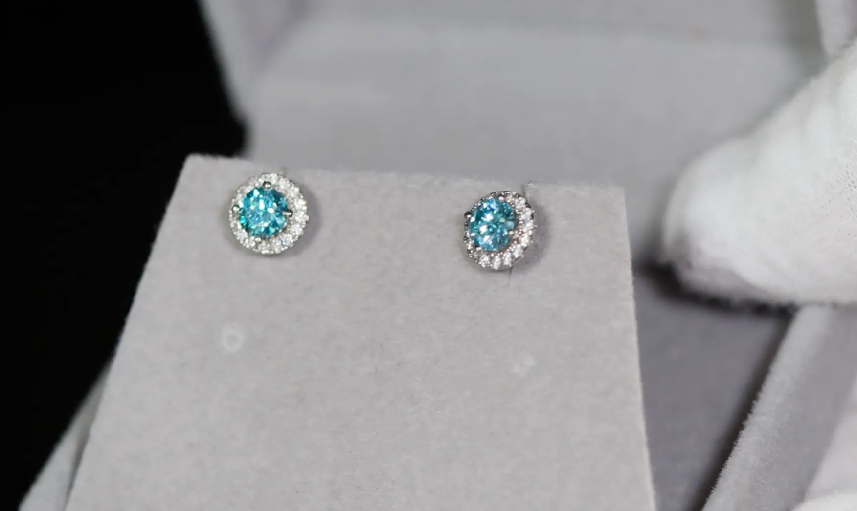Blue Moissanite Diamond Ear Studs | Moissanite Ear Studs | Aquamarine Blue Moissanite Earrings