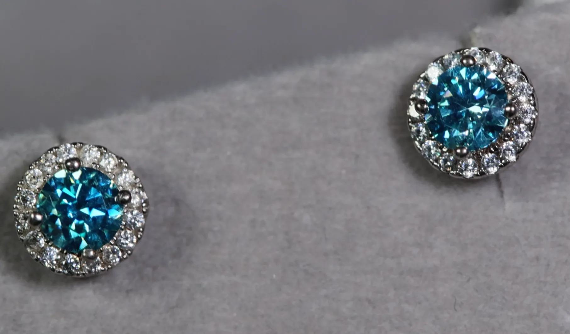 Blue Moissanite Diamond Ear Studs | Moissanite Ear Studs | Aquamarine Blue Moissanite Earrings