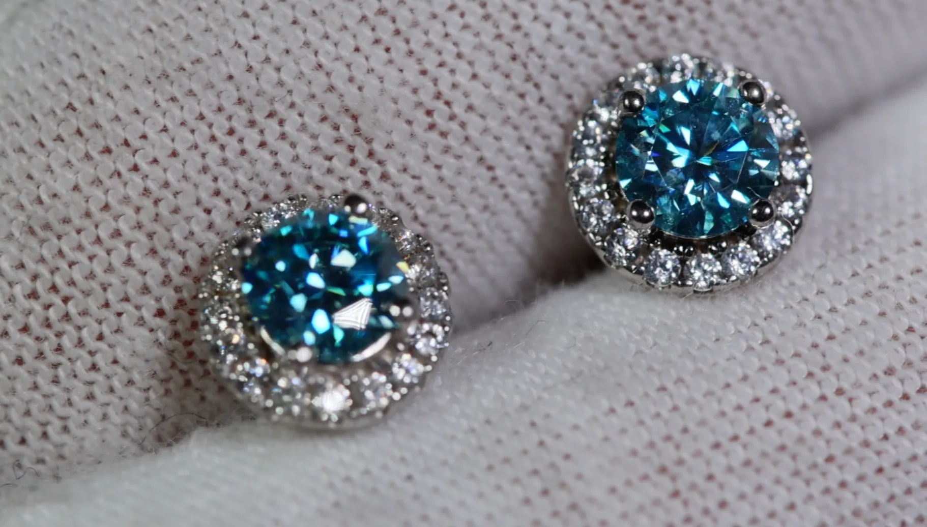 Blue Moissanite Diamond Ear Studs | Moissanite Ear Studs | Aquamarine Blue Moissanite Earrings