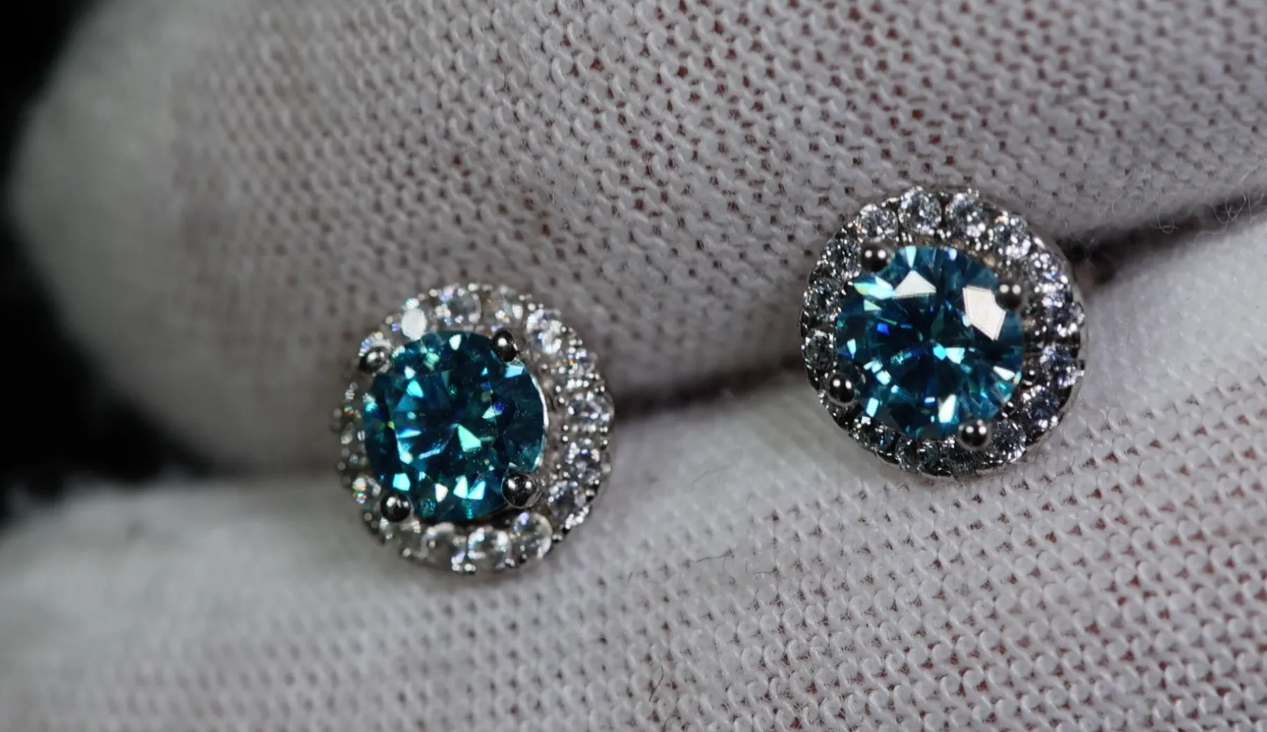 Blue Moissanite Diamond Ear Studs | Moissanite Ear Studs | Aquamarine Blue Moissanite Earrings