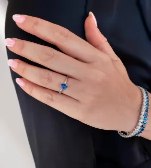 Blue Sapphire Cushion Cut Ring