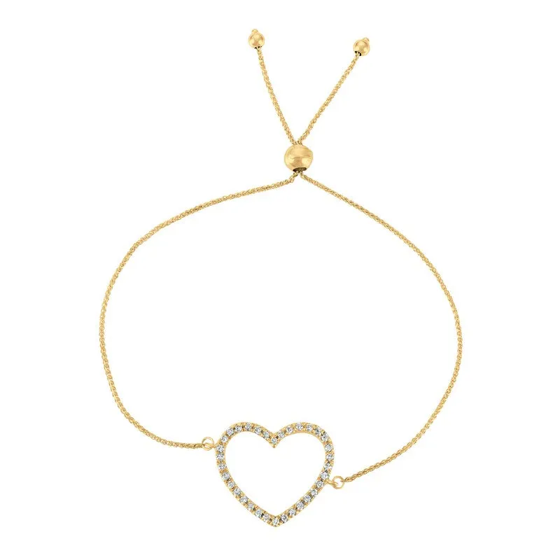 BOLO DIAMOND HEART BRACELET 14K GOLD (0.33 CTW)