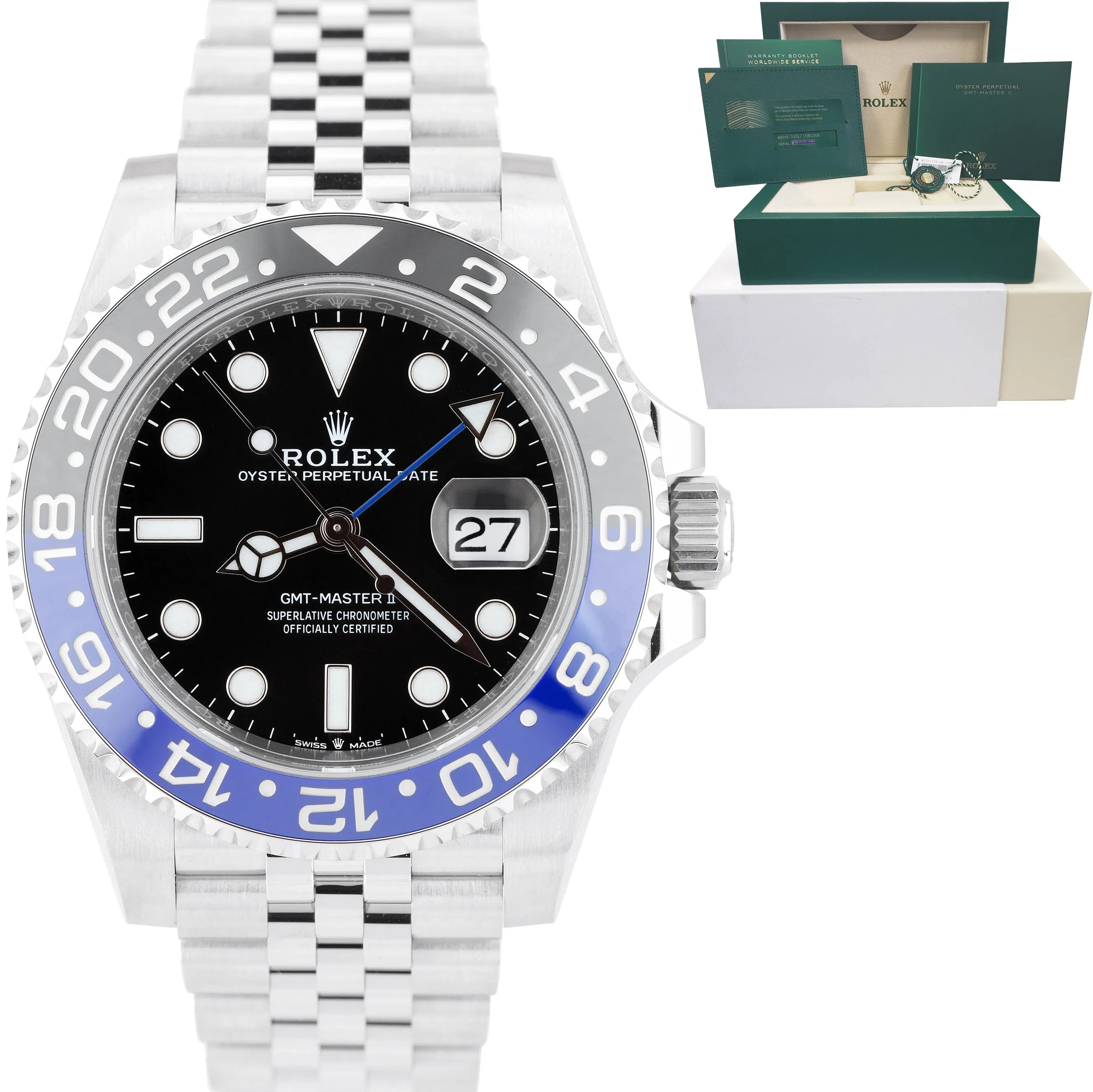 BRAND NEW 2021 Rolex GMT-Master II Batman Black Blue SS Ceramic 40mm 126710 BLNR