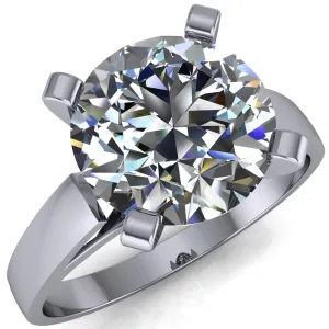 Brenna Round Center Stone 4 V Prong Cathedral Flat Edge Solitaire Ring