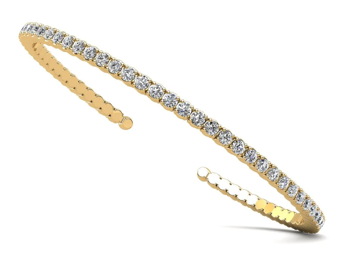 Brilliant Cut Round Diamond Flexible Bangle Diamond  with 2.05 ct.(finished) 2mm