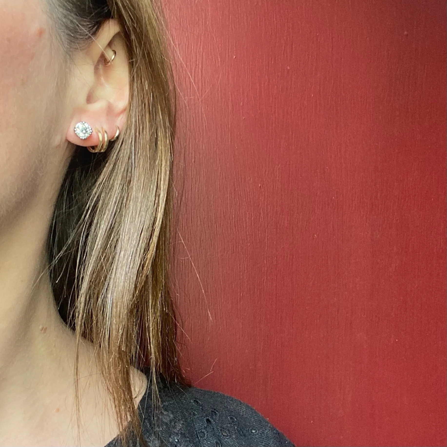 Brilliant Vintage Diamond Platinum Studs 1.49tcw