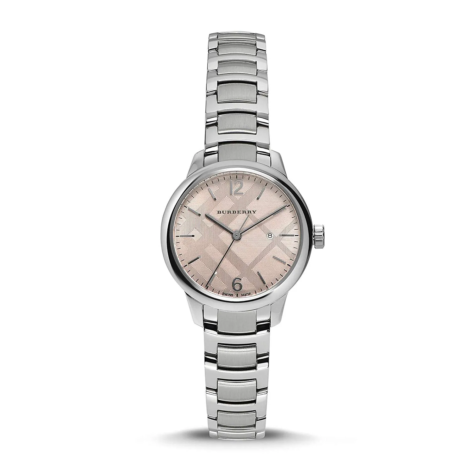 Burberry Silver Stainless Steel Pink Dial Quartz Watch for Ladies - BU10111