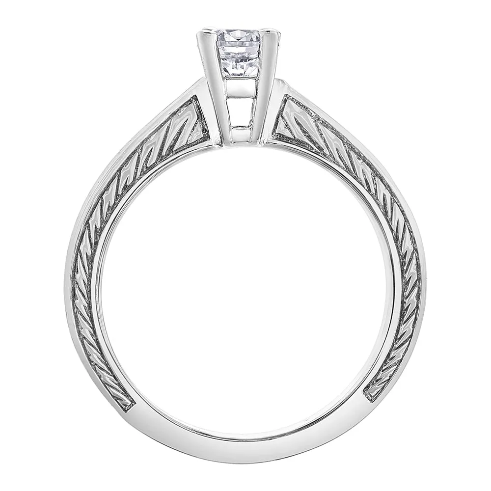 Canadian Diamond Solitaire Ring with Engraved Band