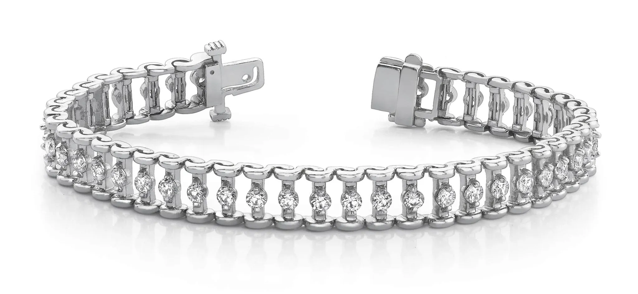 Candlestick Link Diamond Bracelet with 2.99 ct.(finished) 2.5mm