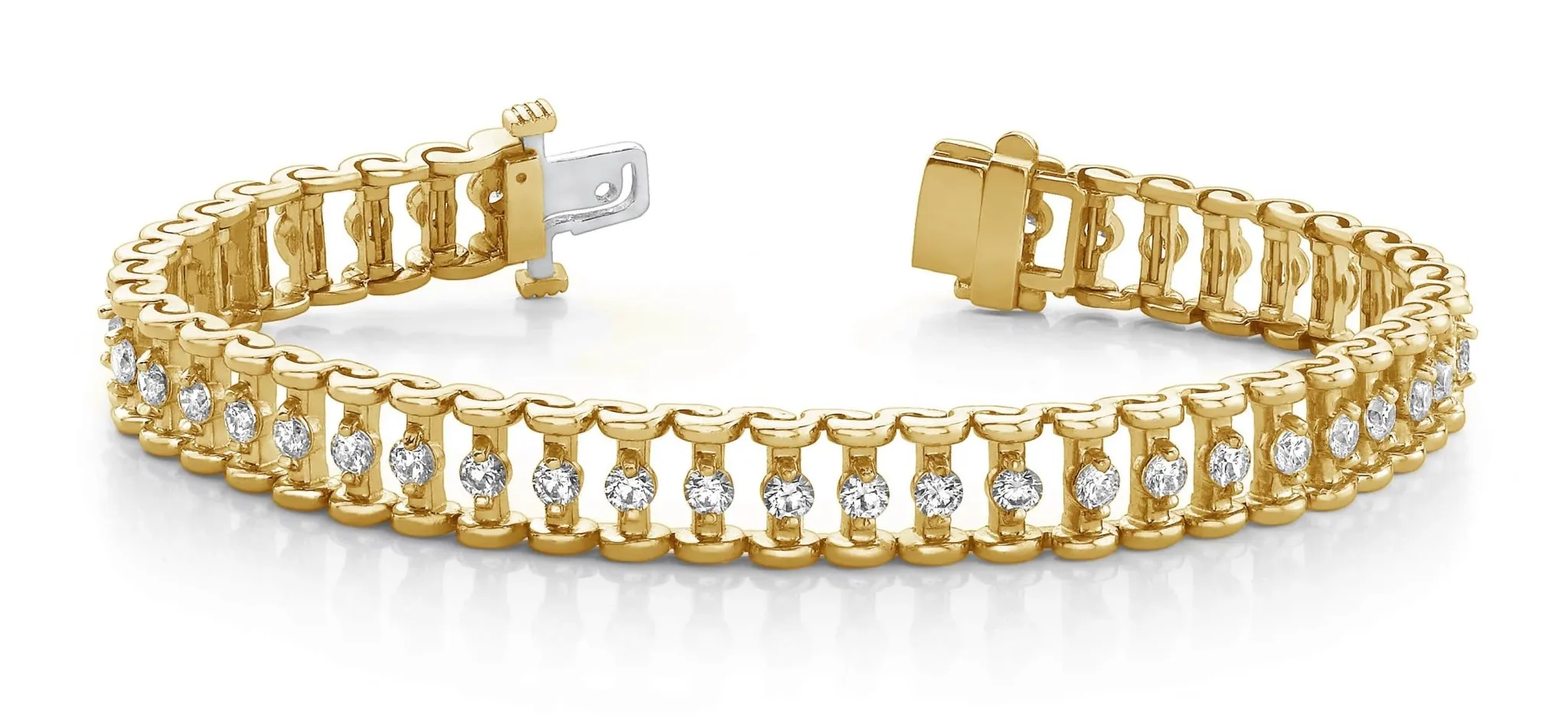 Candlestick Link Diamond Bracelet with 2.99 ct.(finished) 2.5mm