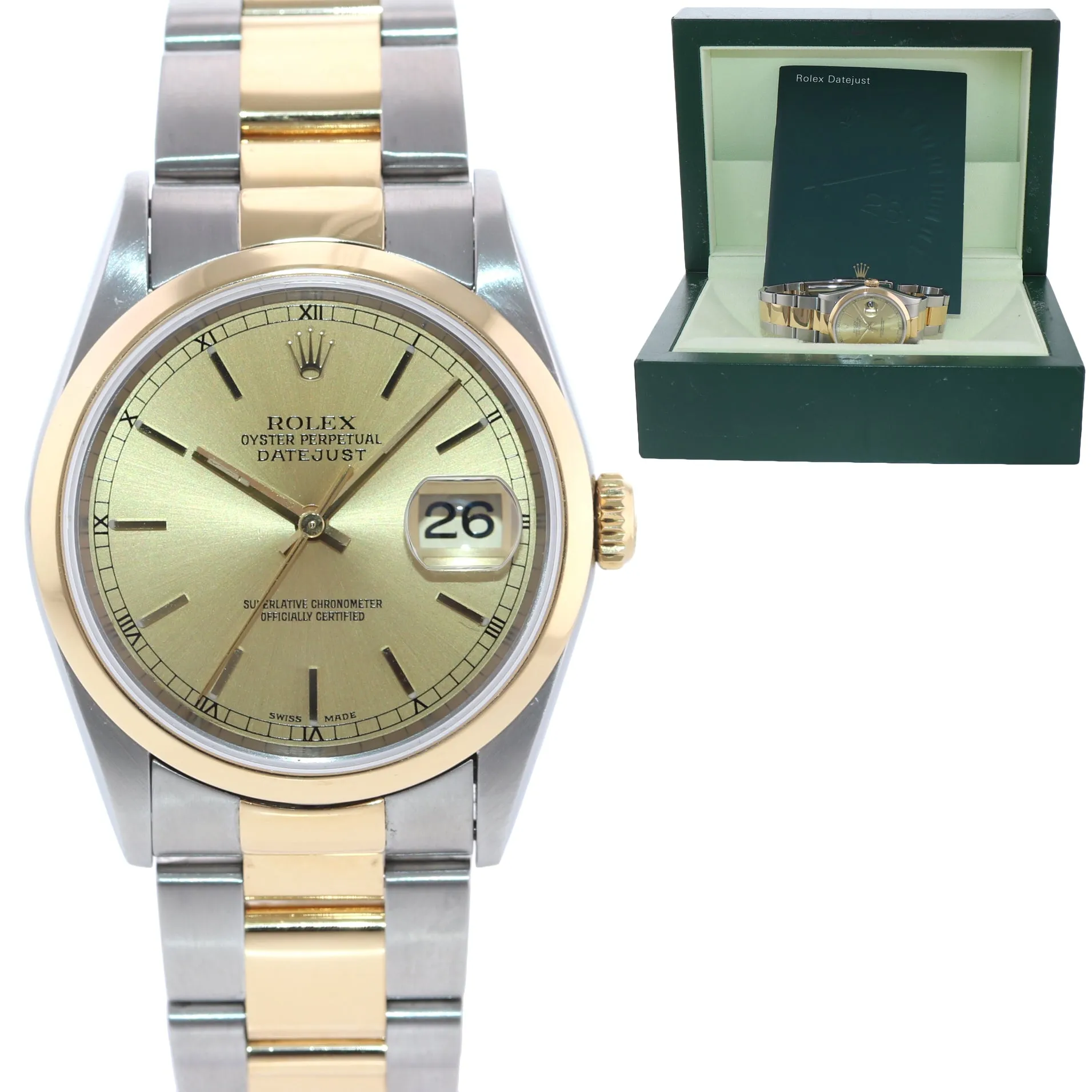 Caseback Sticker Rolex DateJust 36mm 16203 Two Tone Champagne Stick 36mm Watch