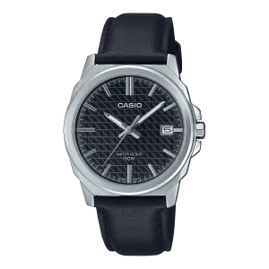 Casio Black Leather Strap Black Dial Quartz Watch for Gents - MTP-E720L-1AVDF