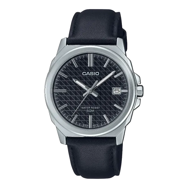 Casio Black Leather Strap Black Dial Quartz Watch for Gents - MTP-E720L-1AVDF