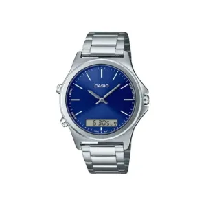 Casio Silver Stainless Steel Blue Dial Quartz Watch for Gents - MTP-VC01D-2EUDF