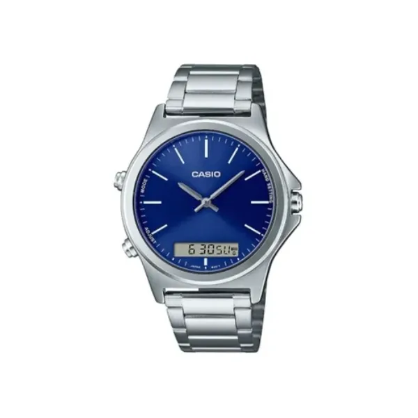 Casio Silver Stainless Steel Blue Dial Quartz Watch for Gents - MTP-VC01D-2EUDF