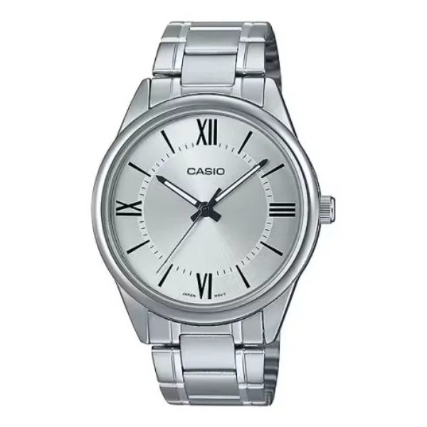 Casio Silver Stainless Steel White Dial Quartz Watch for Gents - MTP-V005D-7B5UDF
