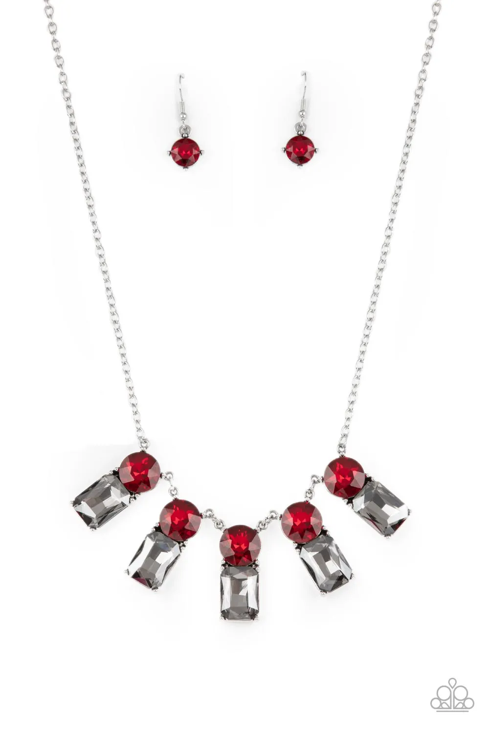 Celestial Royal - Red - Oversized Red Gem Paparazzi Short Necklace