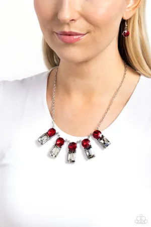 Celestial Royal - Red - Oversized Red Gem Paparazzi Short Necklace