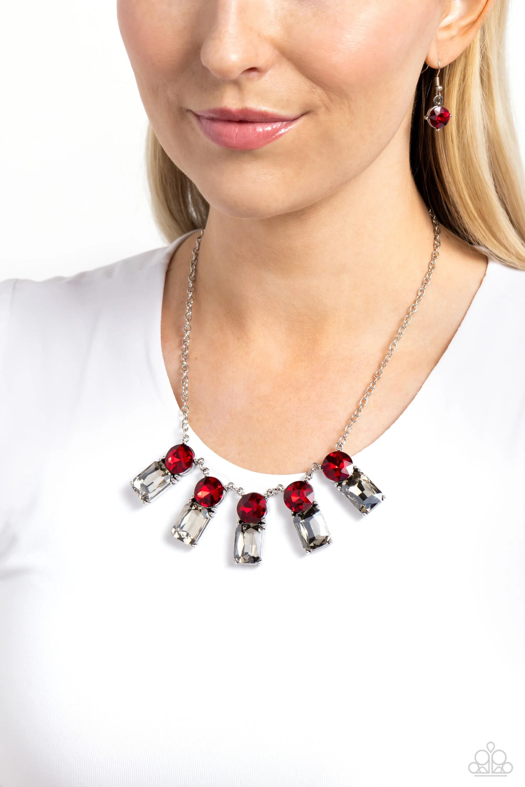 Celestial Royal - Red - Oversized Red Gem Paparazzi Short Necklace