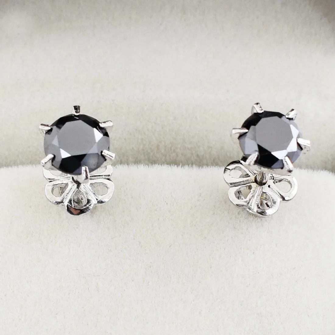 Certified 3 Ct Round Brilliant Cut Black Diamond Solitaire Studs, Amazing Collection with Great Shine